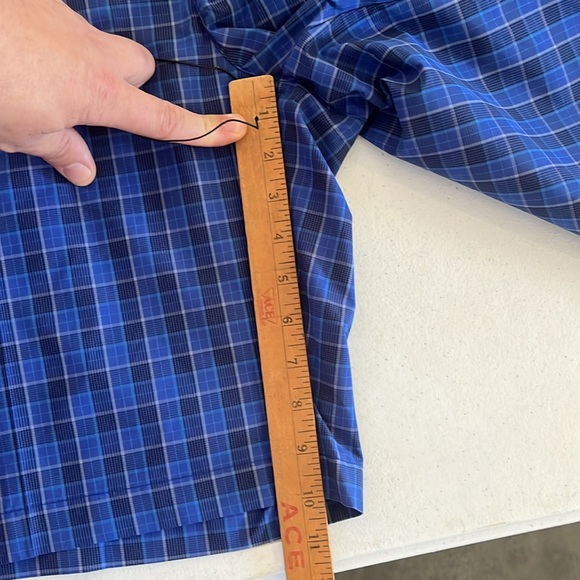 PGA Tour Blue plaid shirt. Size 44, 10 inch inseam - Picture 6 of 6